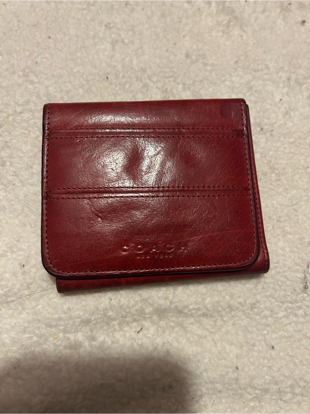 Coach Red Leather Compact Bifold Wallet